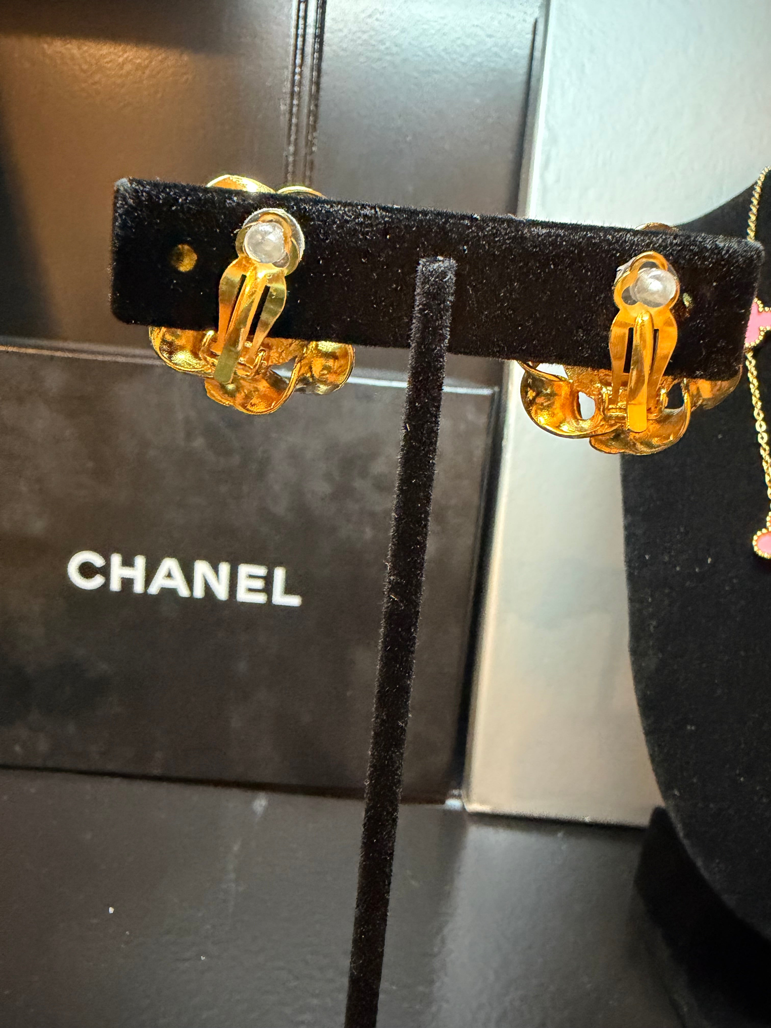 Chanel Teal Clip On Earrings