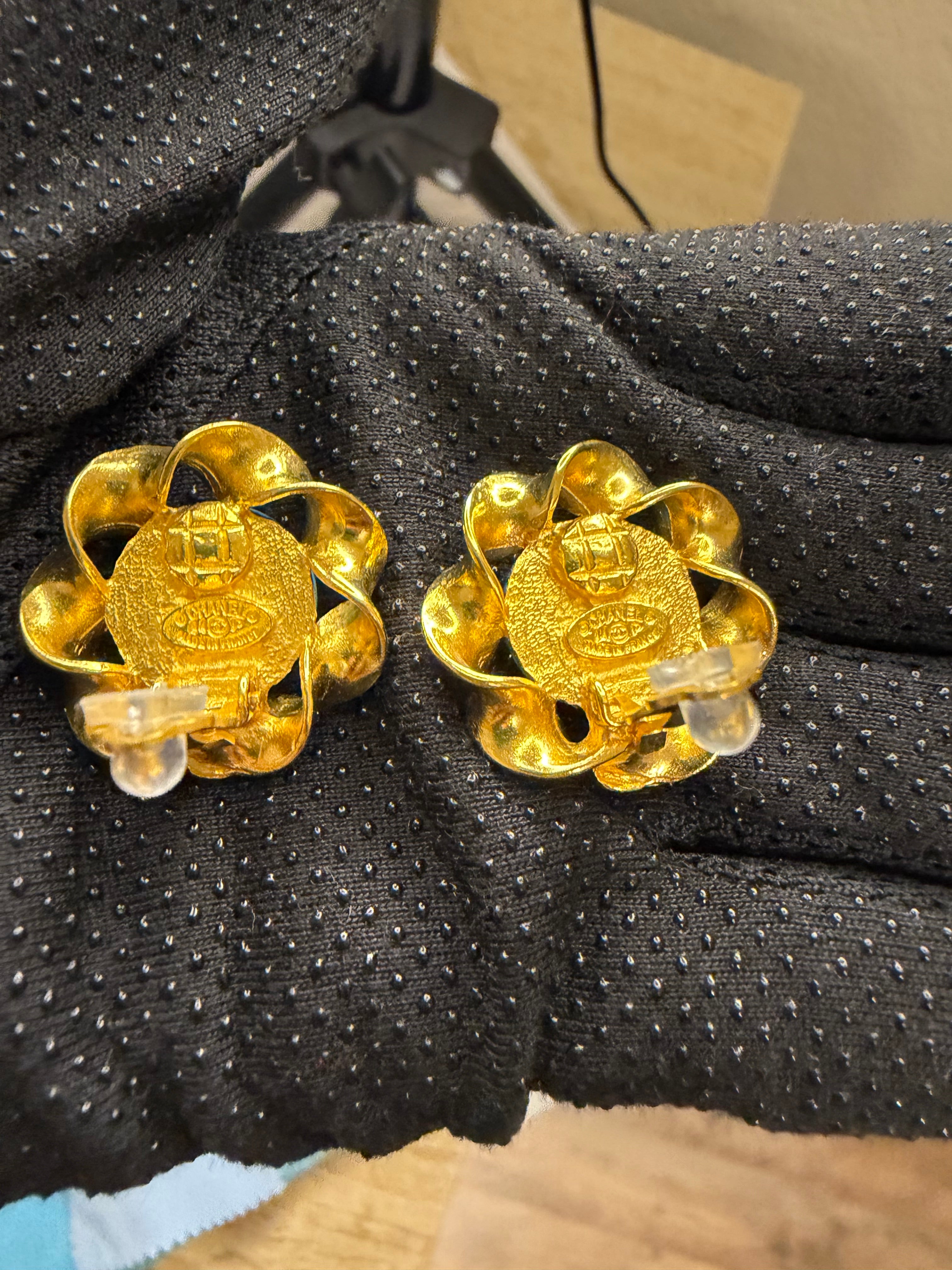 Chanel Teal Clip On Earrings