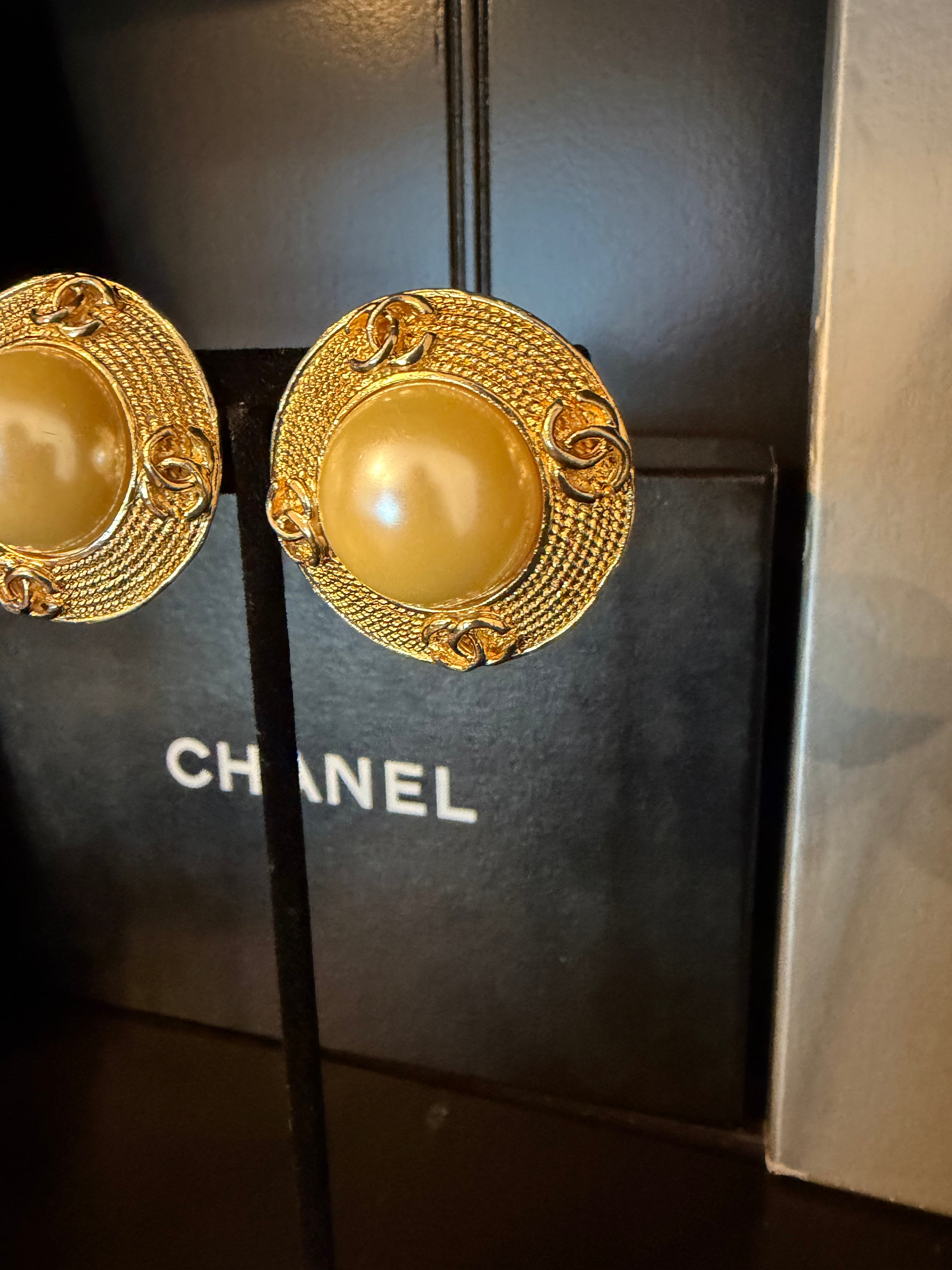Chanel CC Gold Plated Earrings
