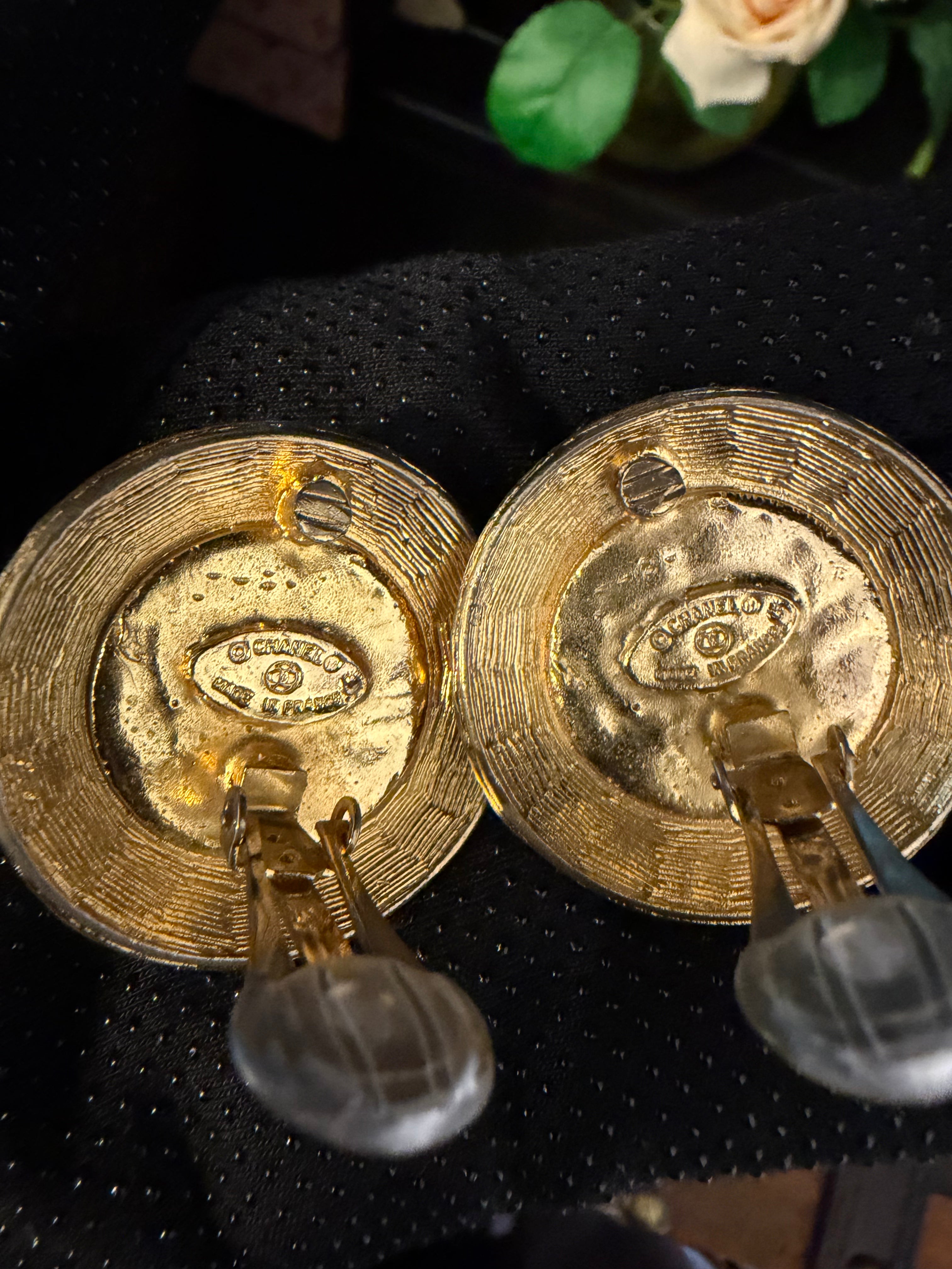 Chanel CC Gold Plated Earrings